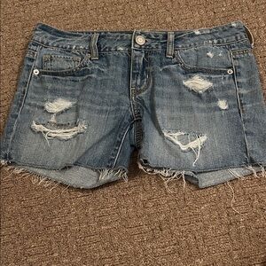 American Eagle Outfitters Distressed Blue Denim Cutoff Shorts